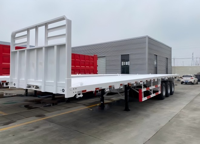 3 Axle Flat Bed Trailers with Front Wall